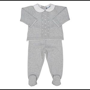 Feltman Brothers Grey Pique Collar Dot Knit Set NB